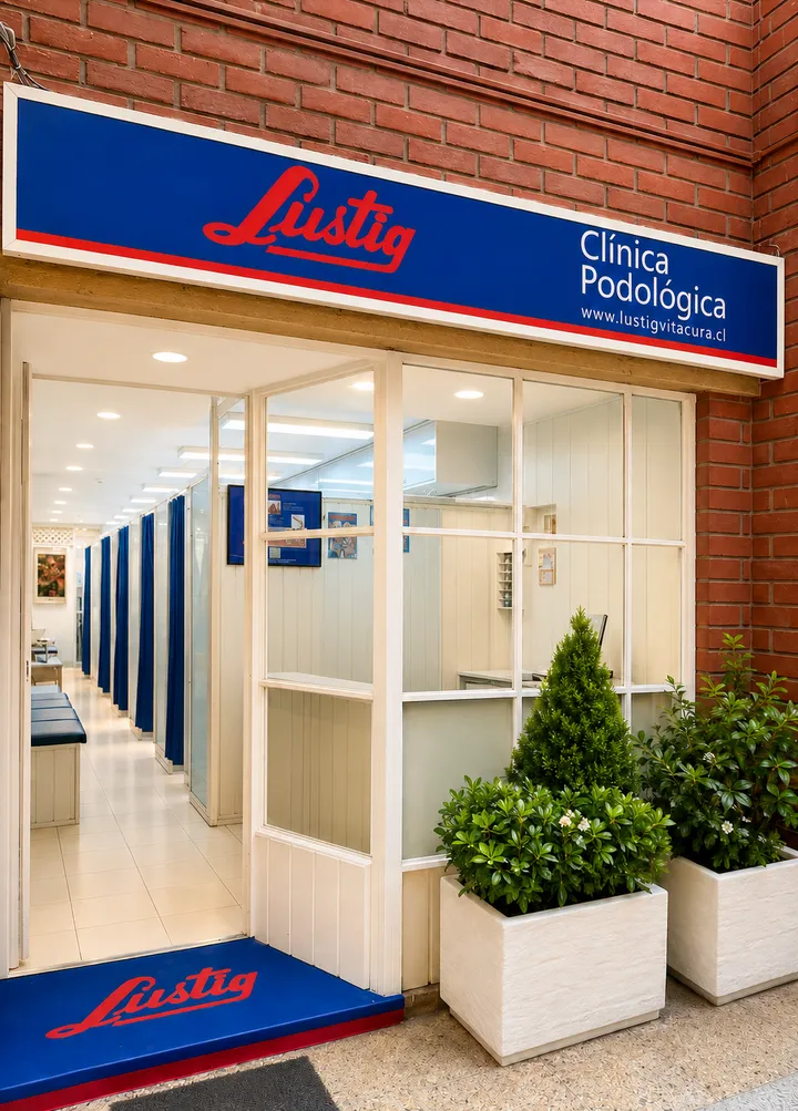 Fachada de Lustig Vitacura, Clínica Podológica en Pueblo del Inglés