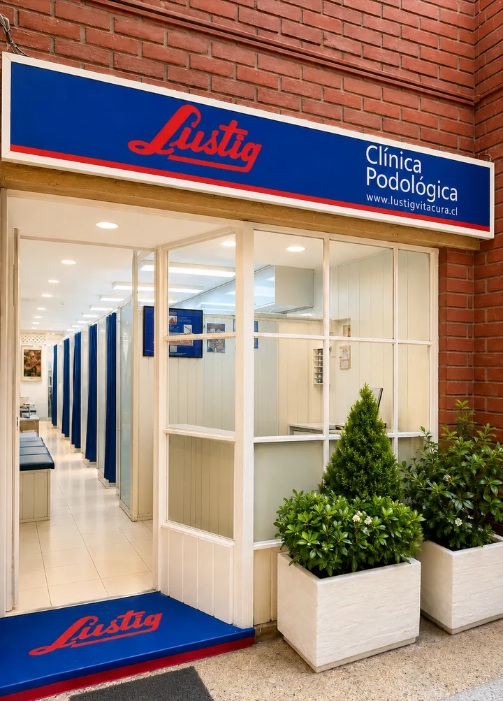 Fachada de Lustig Vitacura, Clínica Podológica en Pueblo del Inglés